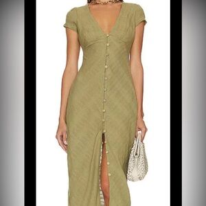 Free People New In Town Green Midi Dress